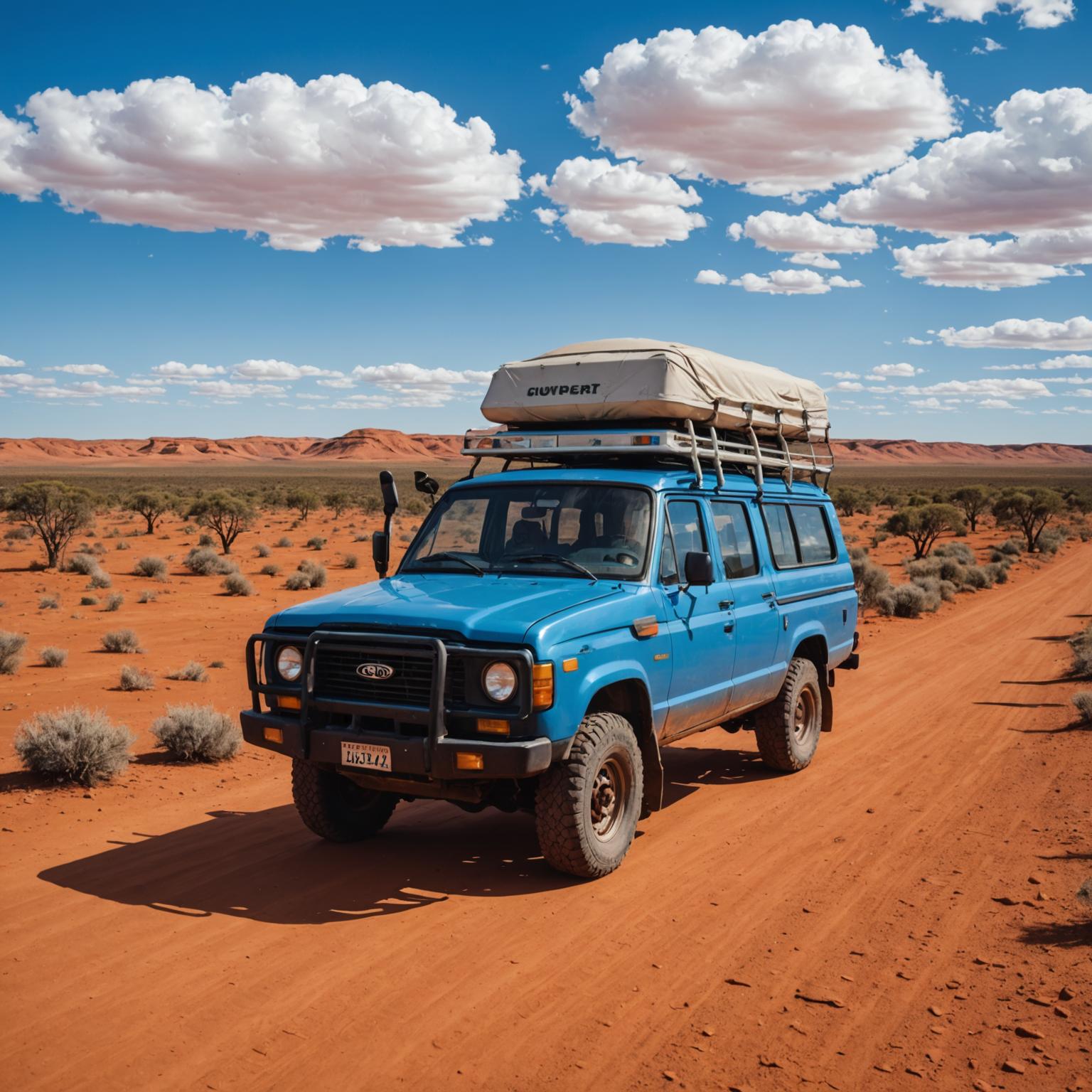 Adventure Wagon 4WD campervan on a red dirt road