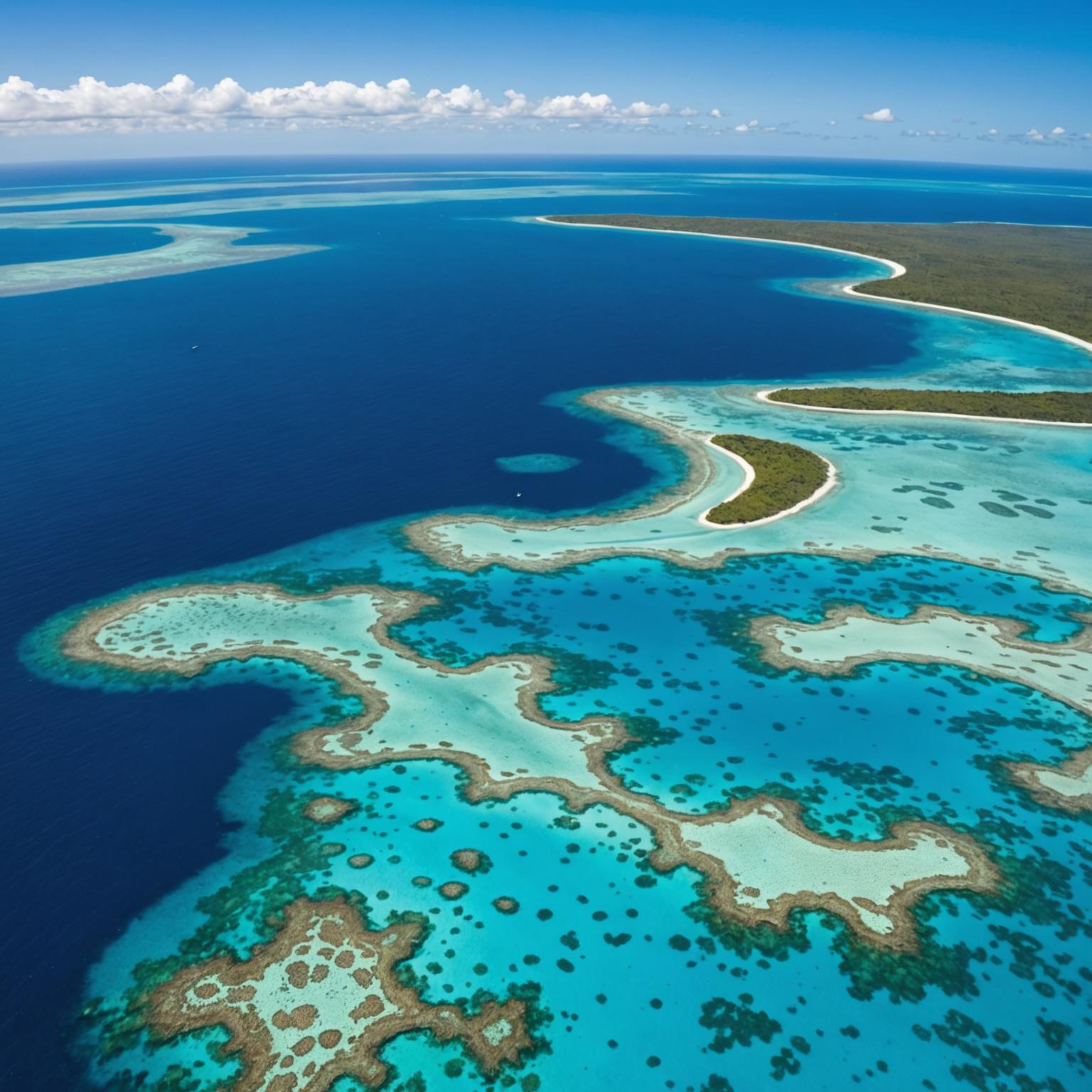 Aerial view of the Great Barrier Reef near Cairns