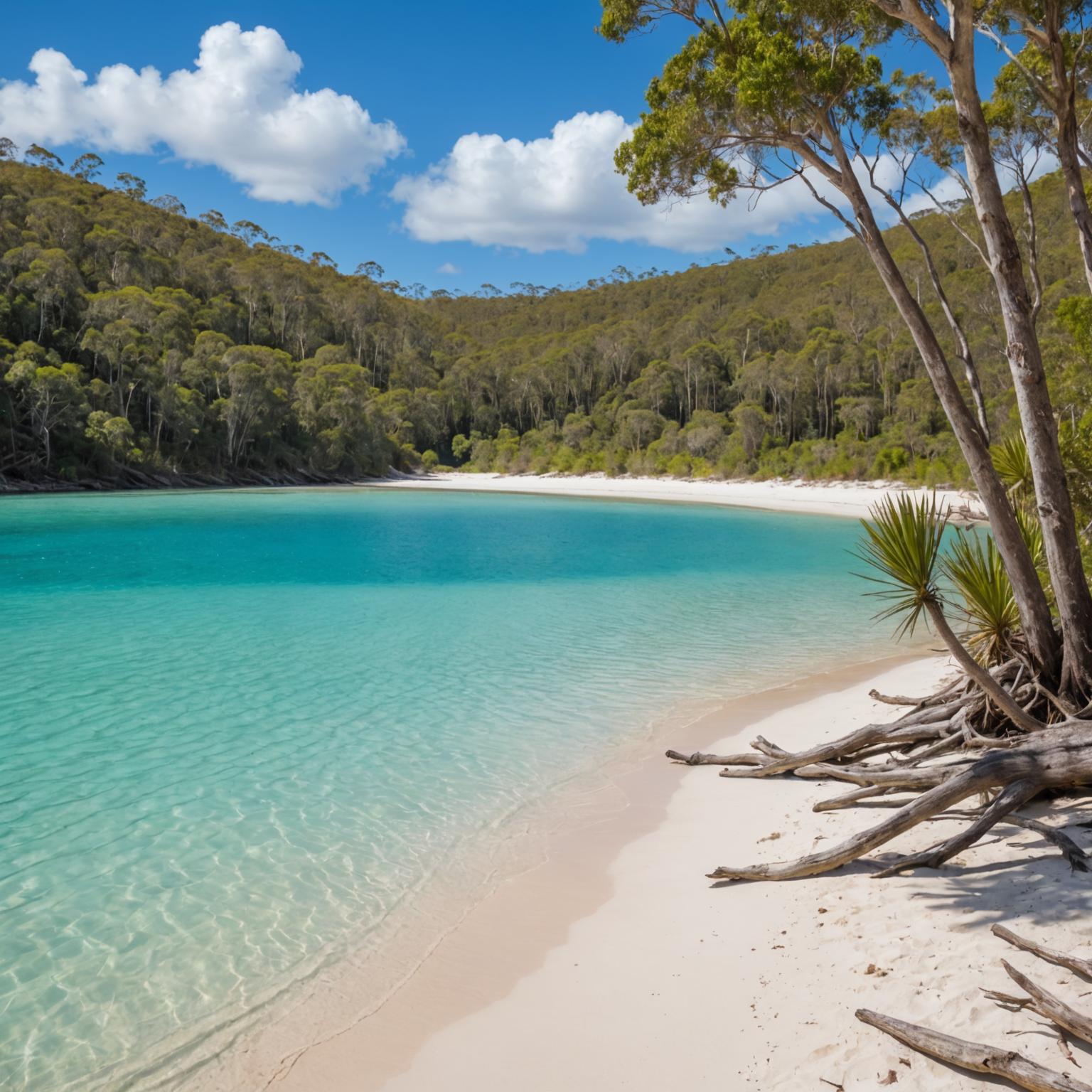Crystal-clear freshwater lake on Fraser Island