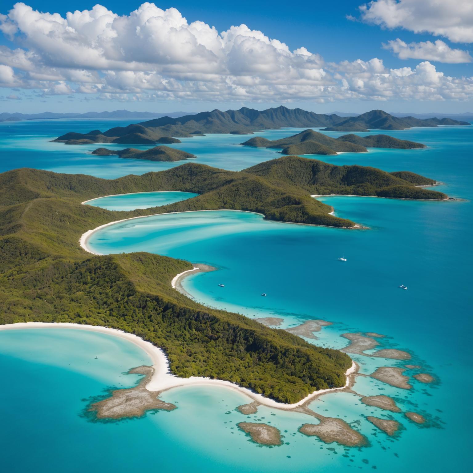 Sailing boat anchored near Whitsunday Islands